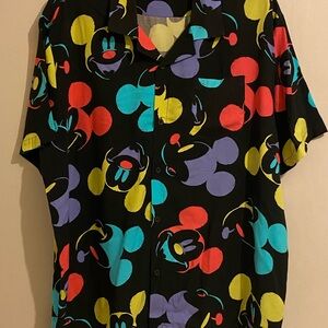 Disney Mickey Mouse and Friends Black and Multicolor Graphic Men's Shirt XXL